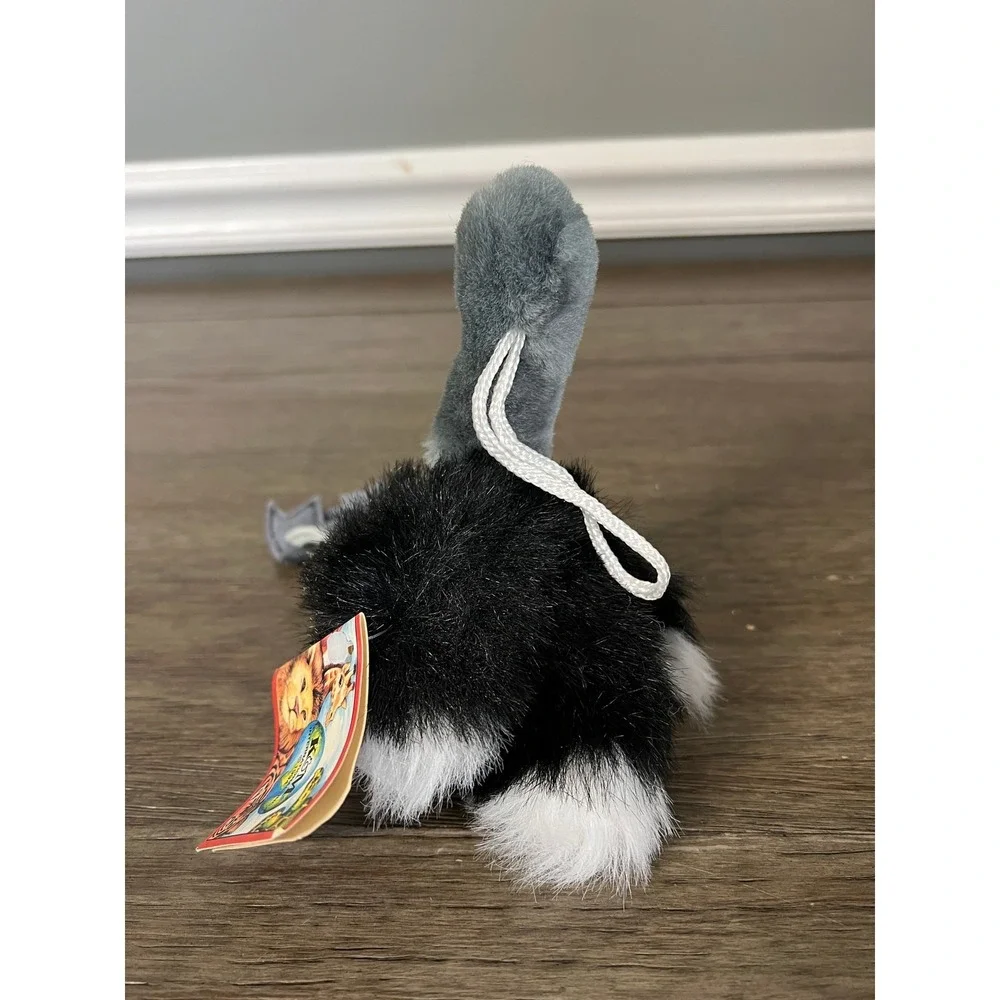 Vintage K&M International Ostrich Plush 1994 Black Grey Bird Stuffed Animal Tag